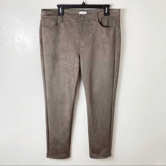 J. Jill Womens M Solid Brown Faux Suede Fitted Legging Pants - Picture 1 of 5